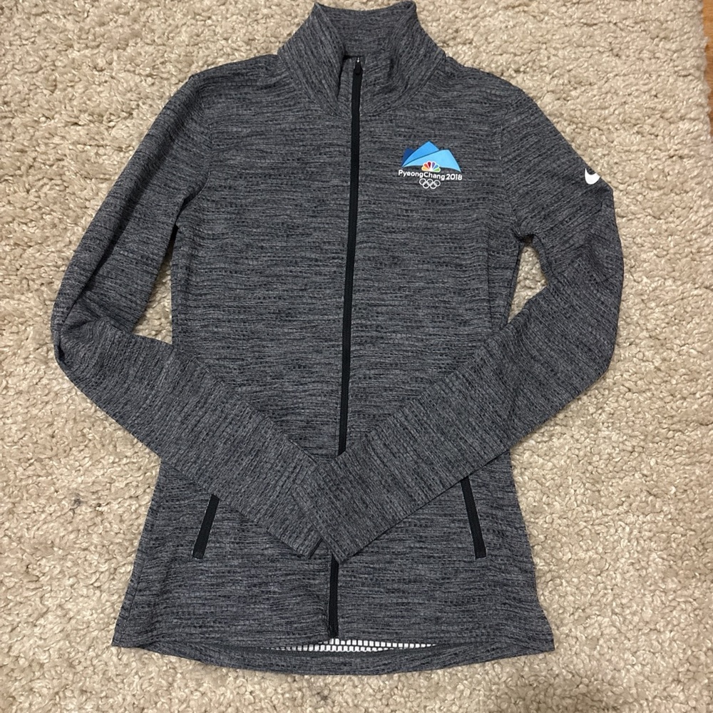 Nike Heather Gray Full-Zip Athletic Jacket with PyeongChang Logo